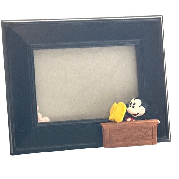 Mickey Mouse Black Picture Frame 3D Mickey Feet Desk Kicked Back 3.5”x5” Photo - Picture 1 of 6